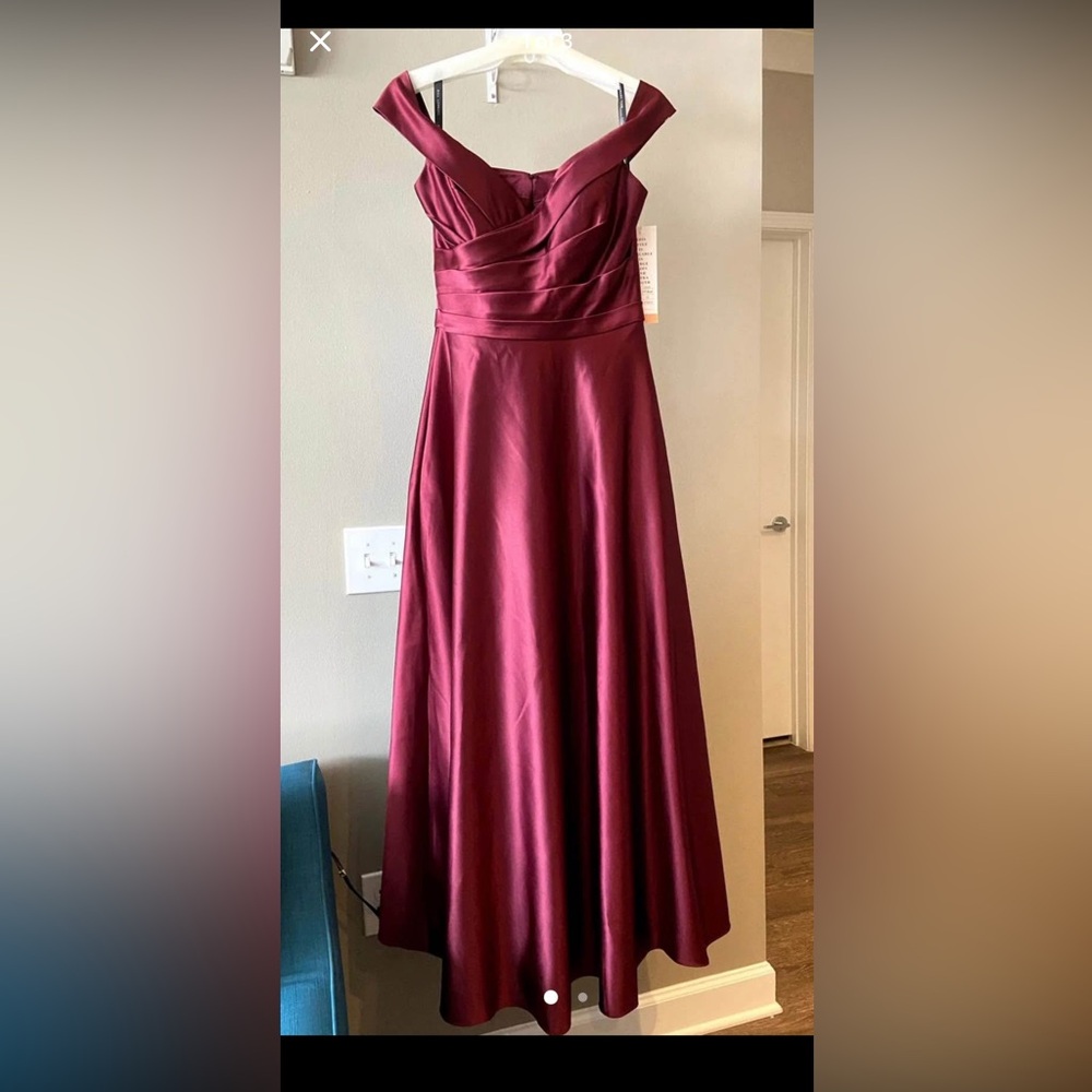 Alfred Sung off-the-shoulder draped wrap satin maxi dress